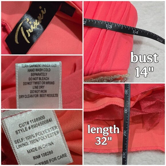 Trixxi ✦ Blush Chiffon Beaded Dress ✦ Cutout Back Tiered Layers Adjustable Strap - Picture 12 of 15